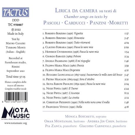 Lirica da Camera su testi di Pascoli, Carducci, Panzini e Moretti - CD Audio di Omar Montanari - 2
