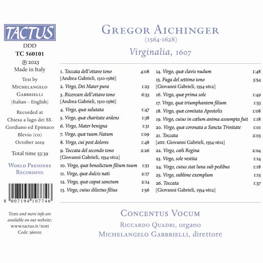 Virginalia, 1607 - CD Audio di Concentus Vocum - 2
