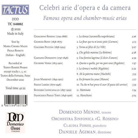 Celebri arie d'opera e da camera - CD Audio di Domenico Menini - 2