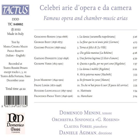 Celebri arie d'opera e da camera - CD Audio di Domenico Menini - 2