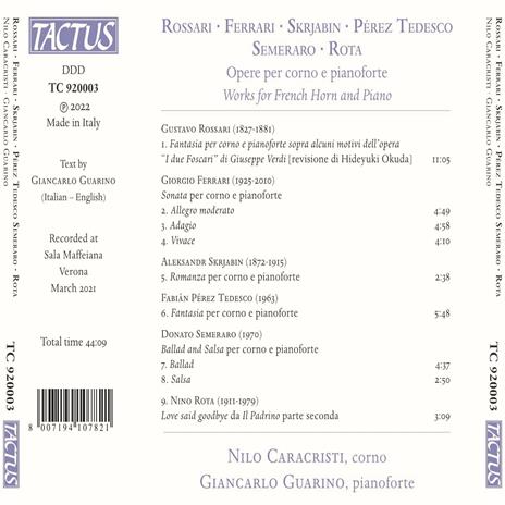 Musica per corno e pianoforte - CD Audio di Nilo Caracristi - 2