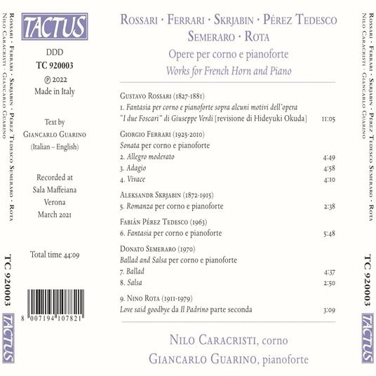 Musica per corno e pianoforte - CD Audio di Nilo Caracristi - 2