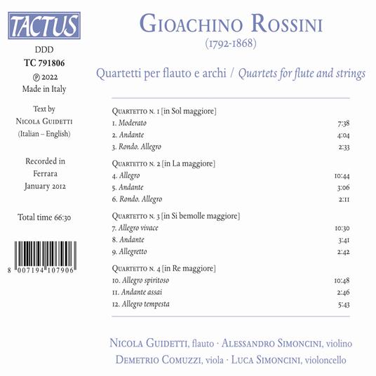 Quartetti per flauto e archi - CD Audio di Gioachino Rossini - 2