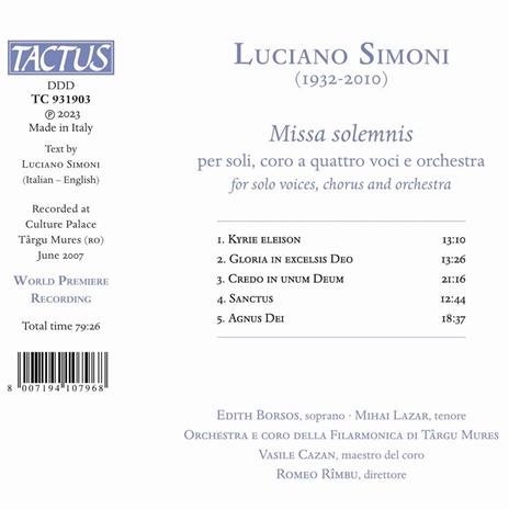 Missa Solemnis - CD Audio di Luciano Simoni - 2