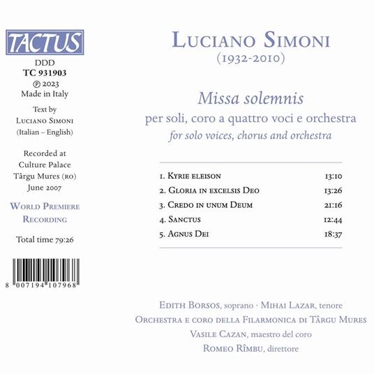 Missa Solemnis - CD Audio di Luciano Simoni - 2