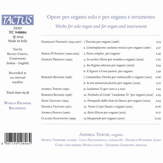 Opere per Organo Solo e per Organo e Strumento - CD Audio di Andrea Toschi - 2