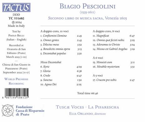 Secondo Libro di Musica Sacra - CD Audio di Biagio Pesciolini,Tuscae Voces - 2