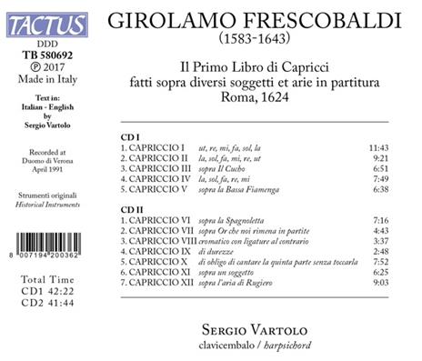 Il primo libro dei capricci - CD Audio di Girolamo Frescobaldi,Sergio Vartolo - 2