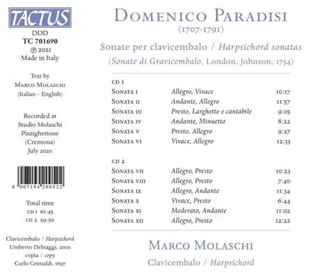 Sonate per clavicembalo - CD Audio di Pietro Domenico Paradisi,Marco Morlaschi - 2