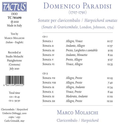 Sonate per clavicembalo - CD Audio di Pietro Domenico Paradisi,Marco Morlaschi - 3