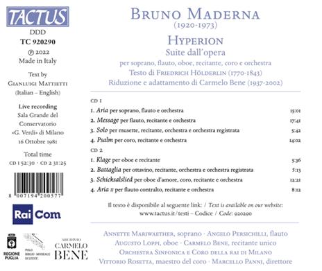 Hyperion - CD Audio di Bruno Maderna - 2