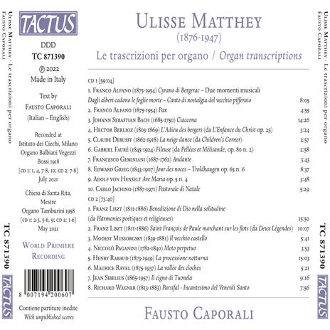 Le Trascrizioni per Organo - CD Audio di Fausto Caporali,Ulisse Matthey - 2