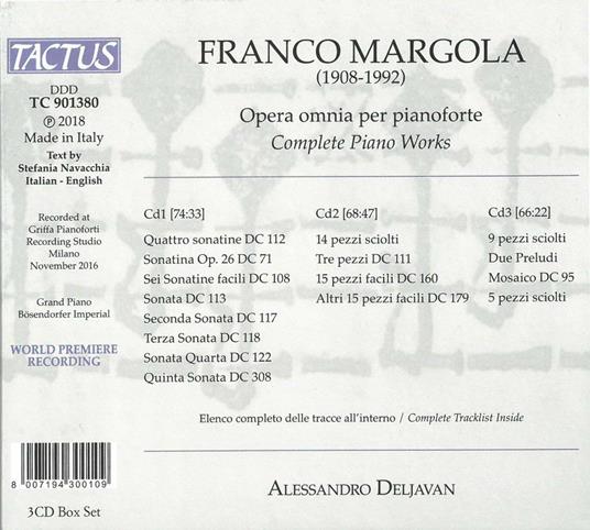 Musica completa per pianoforte - CD Audio di Franco Margola,Alessandro Deljavan - 2