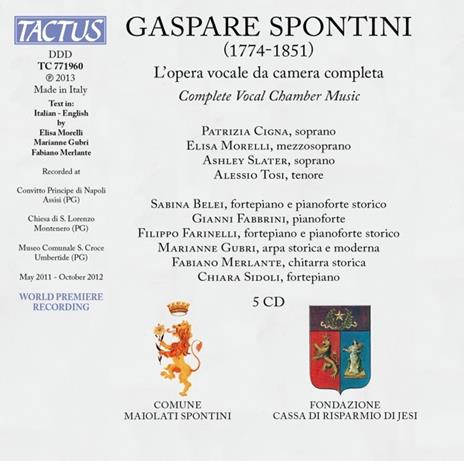 L'opera vocale da camera completa - CD Audio di Gaspare Spontini - 2