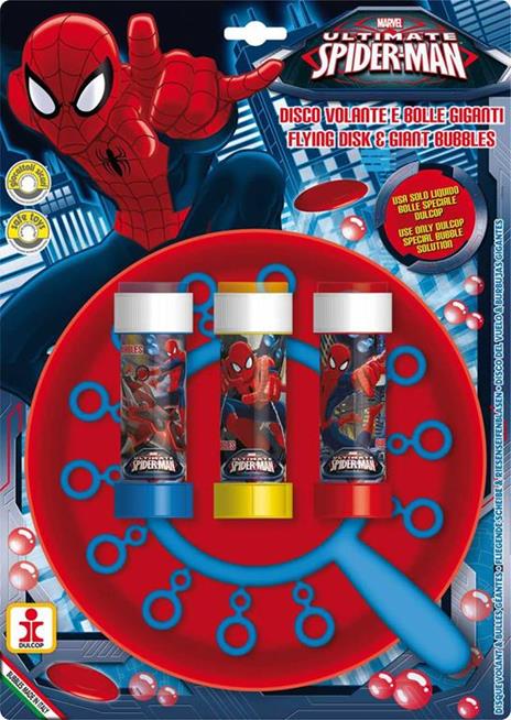 Bolle di Sapone. Disco Volante Bolle Giganti. Spider-Man. Piatto + Soffiatore Multiplo + 3 Flaconi 60 Ml. Dulcop (Bubble World) - 2