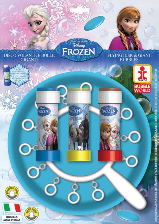 Bolle di Sapone. Disco Volante Bolle Giganti. Frozen. Piatto + Soffiatore Multiplo + 3 Flaconi 60 Ml. Dulcop (Bubble World)