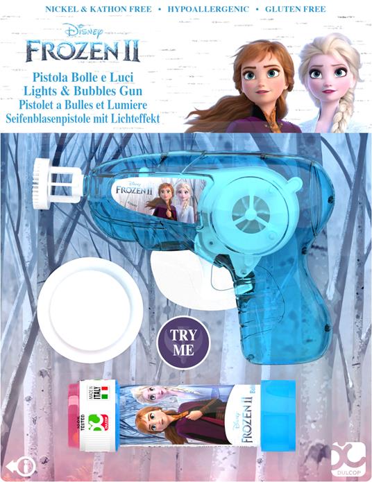 Dulcop Bolle Di Sapone. Pistola Bolle Con Luci Media. Frozen 2. Blister 1 Pz 60 Ml