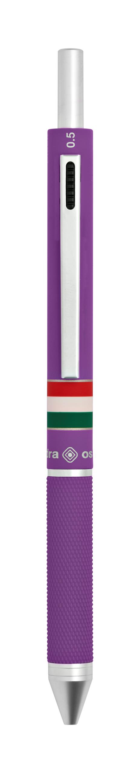 Penna a sfera 4 funzioni Quadra Italia Gommata Viola - 3