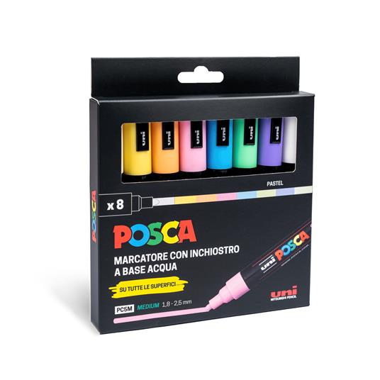 Marcatore Posca medio Pastel. Confezione 8 pezzi assortiti