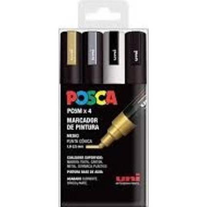 Posca marcatore punta media 4 pz colori metal assortiti