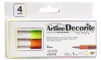 Cartoleria Marcatore Decorite punta pennello Neon. Confezione 4 pezzi Osama