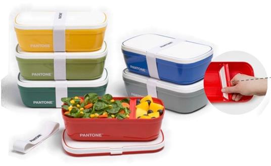 Pantone™ - Lunch Box, porta pranzo stile bento con divisorio interno ufficio  scuola. 12x7x20,7 - Rosso - Pantone - Idee regalo