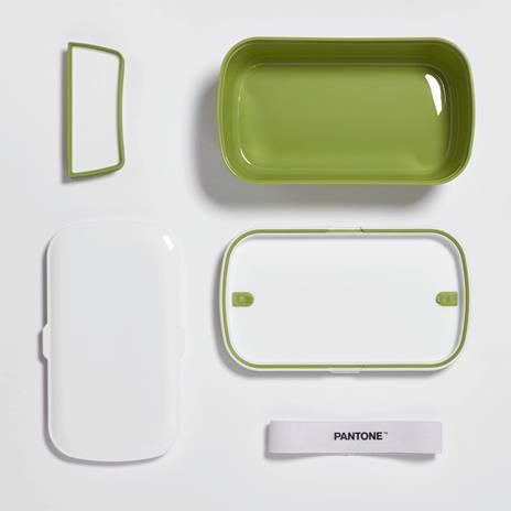 Pantone - Lunch Box, porta pranzo stile bento con divisorio interno ufficio scuola. 12x7x20,7 - Verde Chiaro - 2