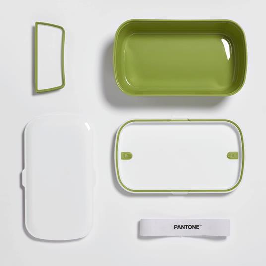 Pantone - Lunch Box, porta pranzo stile bento con divisorio interno ufficio scuola. 12x7x20,7 - Verde Chiaro - 2