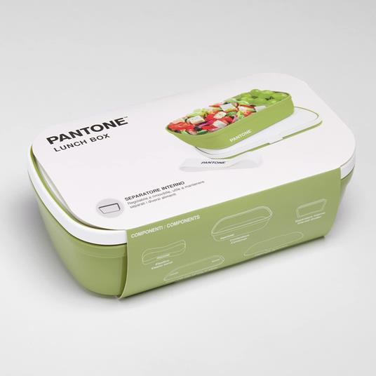 Pantone - Lunch Box, porta pranzo stile bento con divisorio interno ufficio scuola. 12x7x20,7 - Verde Chiaro - 3