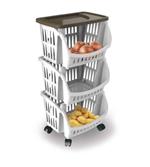 Tidy - Carrello cucina con ruote e vassoio - 39.5 x 30 x 77 cm - Tortora