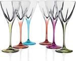 fusion color, set 6 calici vino 21 cl crystal glass ,prodotti in italia