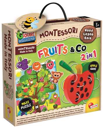 Giocattolo Montessori Legno Bruco Fruits&Co Lisciani