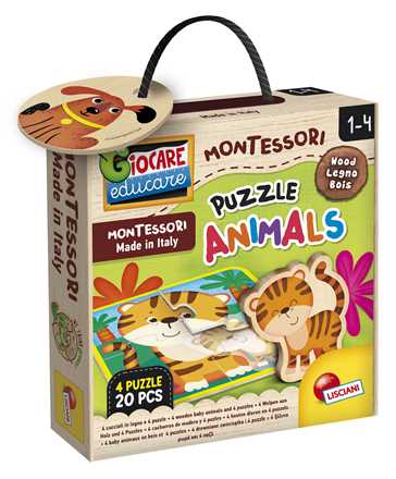 Giocattolo Montessori Legno Puzzle Baby Animals Lisciani
