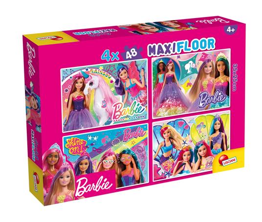 Barbie: Lisciani - Puzzle Maxifloor 4 X 48 - Lisciani - Puzzle per bambini  - Giocattoli
