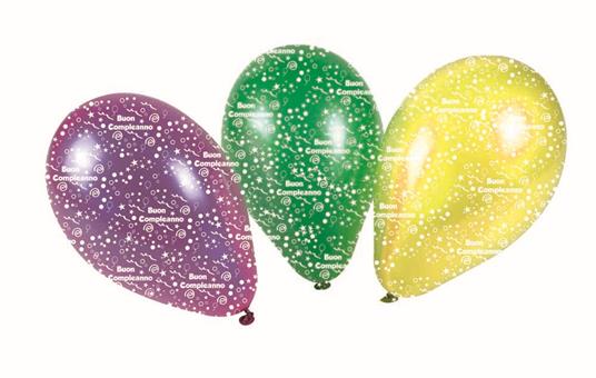 Busta 6 Palloncini 30 Cm. Buon Compleanno - Giocoplast - Idee regalo