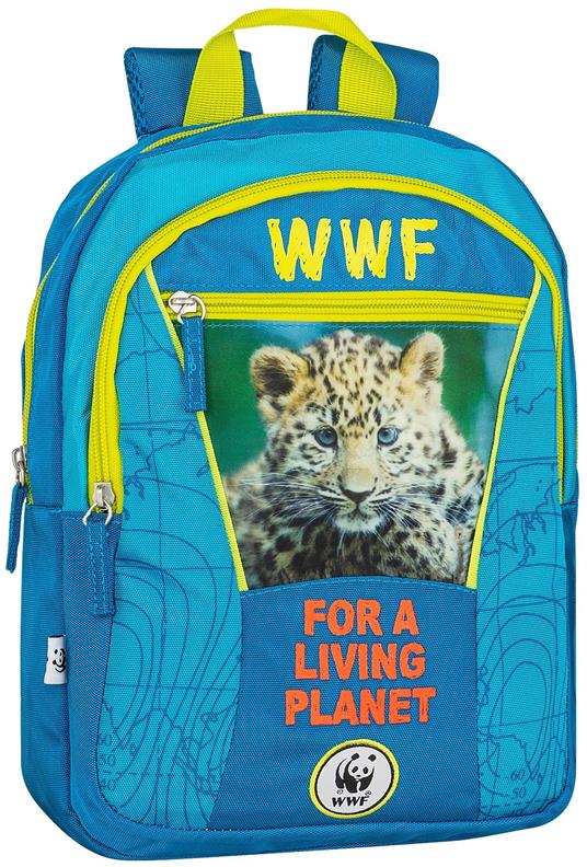 Zaino scuola asilo WWF Adventure Leopardo. Azzurro