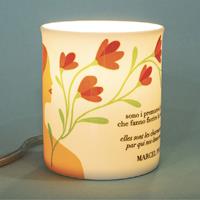 Lampada Meditathe Luce - Le Parole Ci Illuminano - Citazione Marcel Proust - Porcellana Fine Bone China
