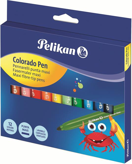 Pennarelli Pelikan Colorado Pen punta maxi. Confezione 12 colori