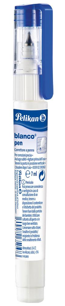 Correttore liquido Pelikan a penna Blanco pen 7 ml. Confezione da 2 pezzi. Punta fine in metallo, senza solventi - 3