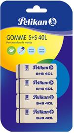 Gomme Pelikan a scalpello S+S40. Confezione da 4