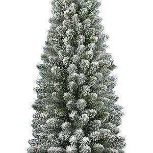 Albero Di Natale 210 Cm Silvestre Innevato Slim 442 Rami Super Folto Base Croce - 3