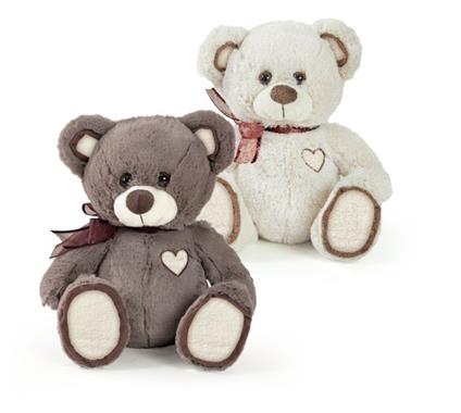 ORSO SEDUTO 25CM 2COL C/RICAMO SU CUORE E ZAMPE (assortimento composto da 8pz beige + 4pz marrone)