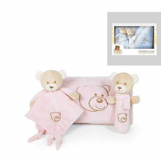 SET COPERTINA (100x75CM) CON DOUDOU E SONAGLIO 2 COLORI IN WBOX L35xH26xP11CM