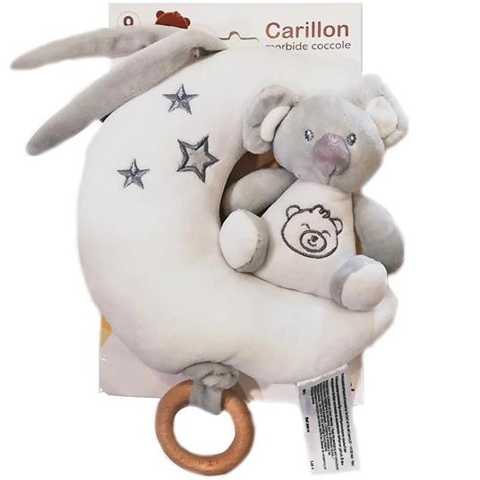 Carillon Koala Sulla Luna Con Dentaruolo In Legno 20 Cm 100% Coccole  25514