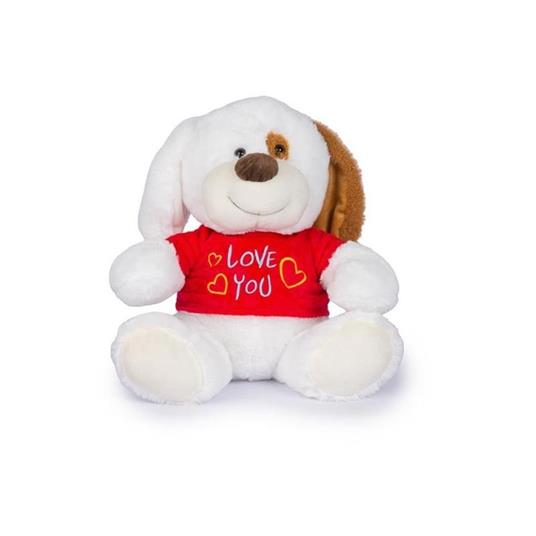 CANE SEDUTO BUFFO H 30CM CON T-SHIRT I LOVE YOU DECAR 25553