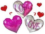 Cuscino Cuore 30 Cm Con Paillette Reversibili, modello assortito