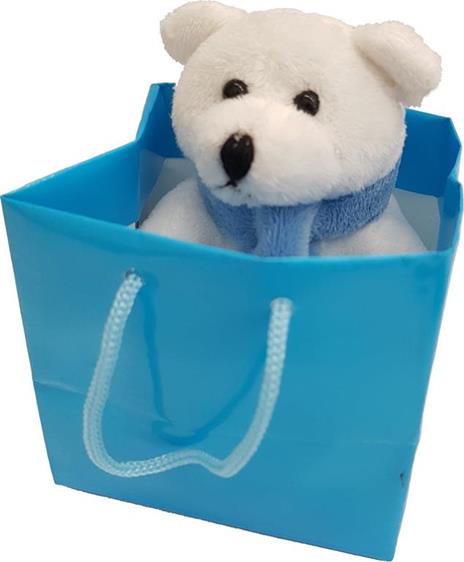 Peluche Orsetto con sciarpa azzurra (11cm) + Busta Azzurra Azzurro - 3