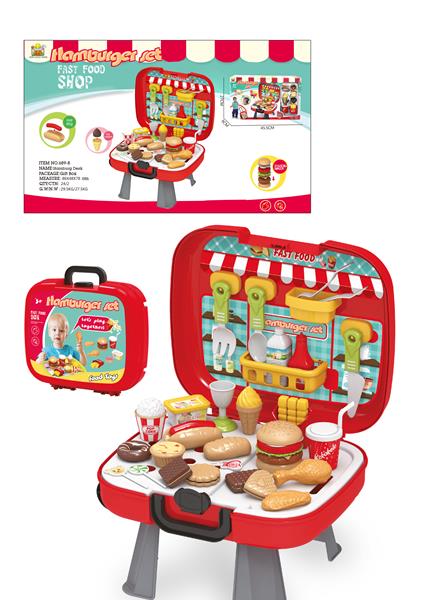 BBQ PLAYSET C/TROLLEY WBOX C/MANIG H27XL46CM