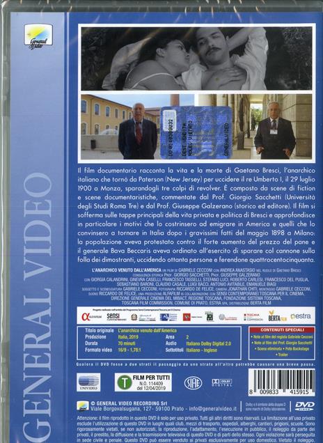 L' anarchico venuto dall'America (DVD) di Gabriele Cecconi - DVD - 2