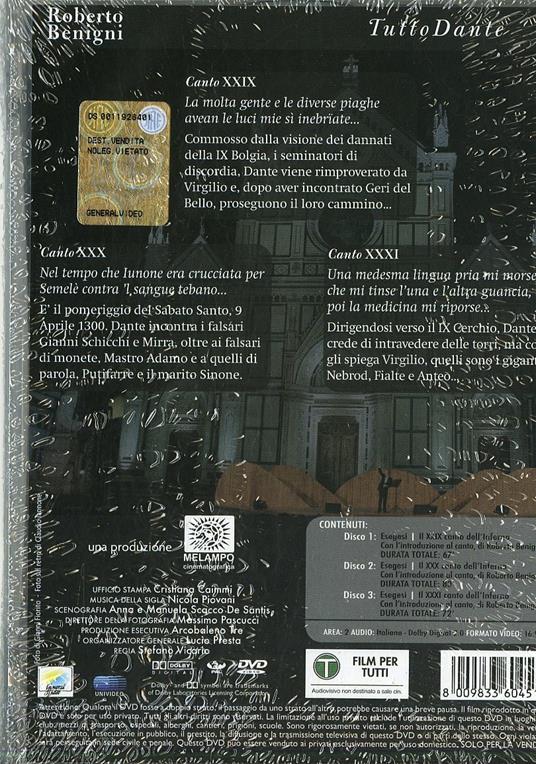 Tutto Dante. Vol. 11. Inferno. Canti XXIX - XXX - XXXI (3 DVD) - DVD - 2